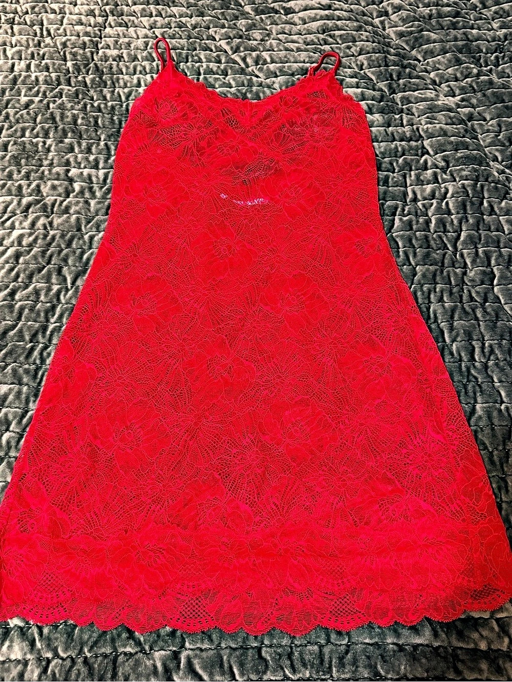 Victoria's Secret Red Lace Mini Dress Like New